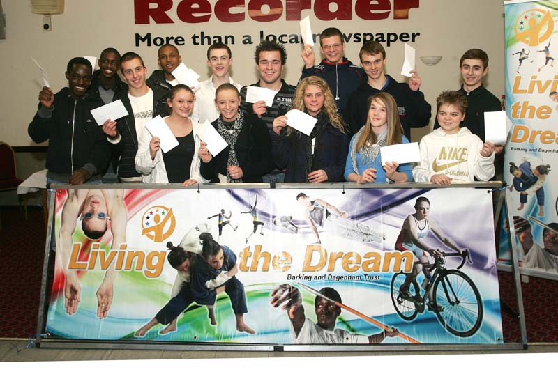 Image of The very first cheques are presented to athletes